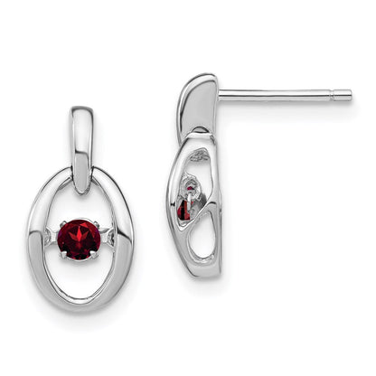 Sterlingsilber Rhodium Granat Geburtsstein Lebhaft Ohrringe