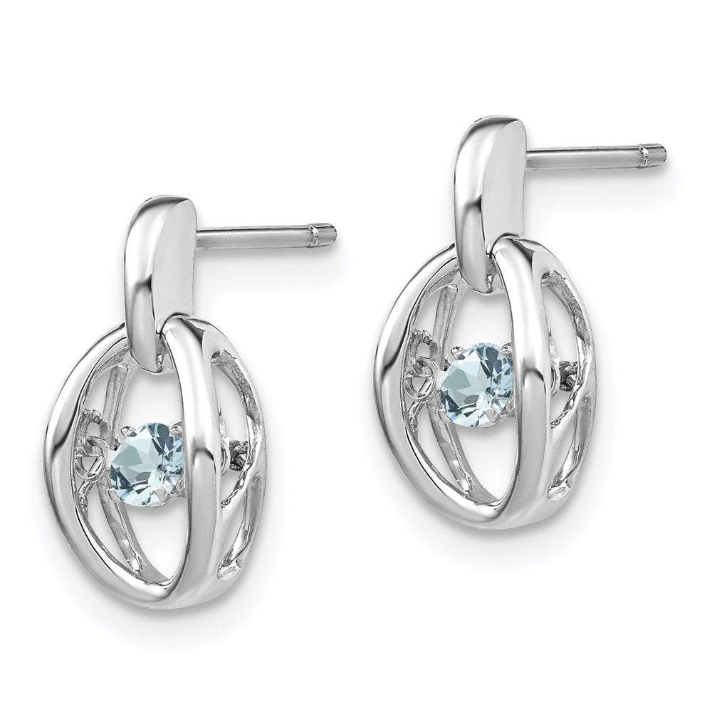 Sterlingsilber Rhodium Aquamarin Geburtsstein Lebhaft Ohrringe