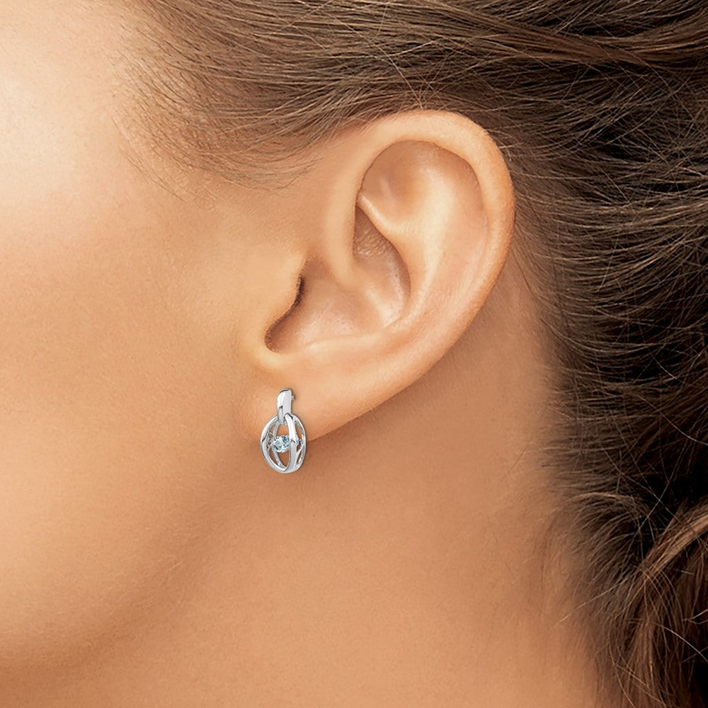 Sterlingsilber Rhodium Aquamarin Geburtsstein Lebhaft Ohrringe