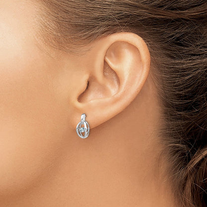 Sterlingsilber Rhodium Aquamarin Geburtsstein Lebhaft Ohrringe