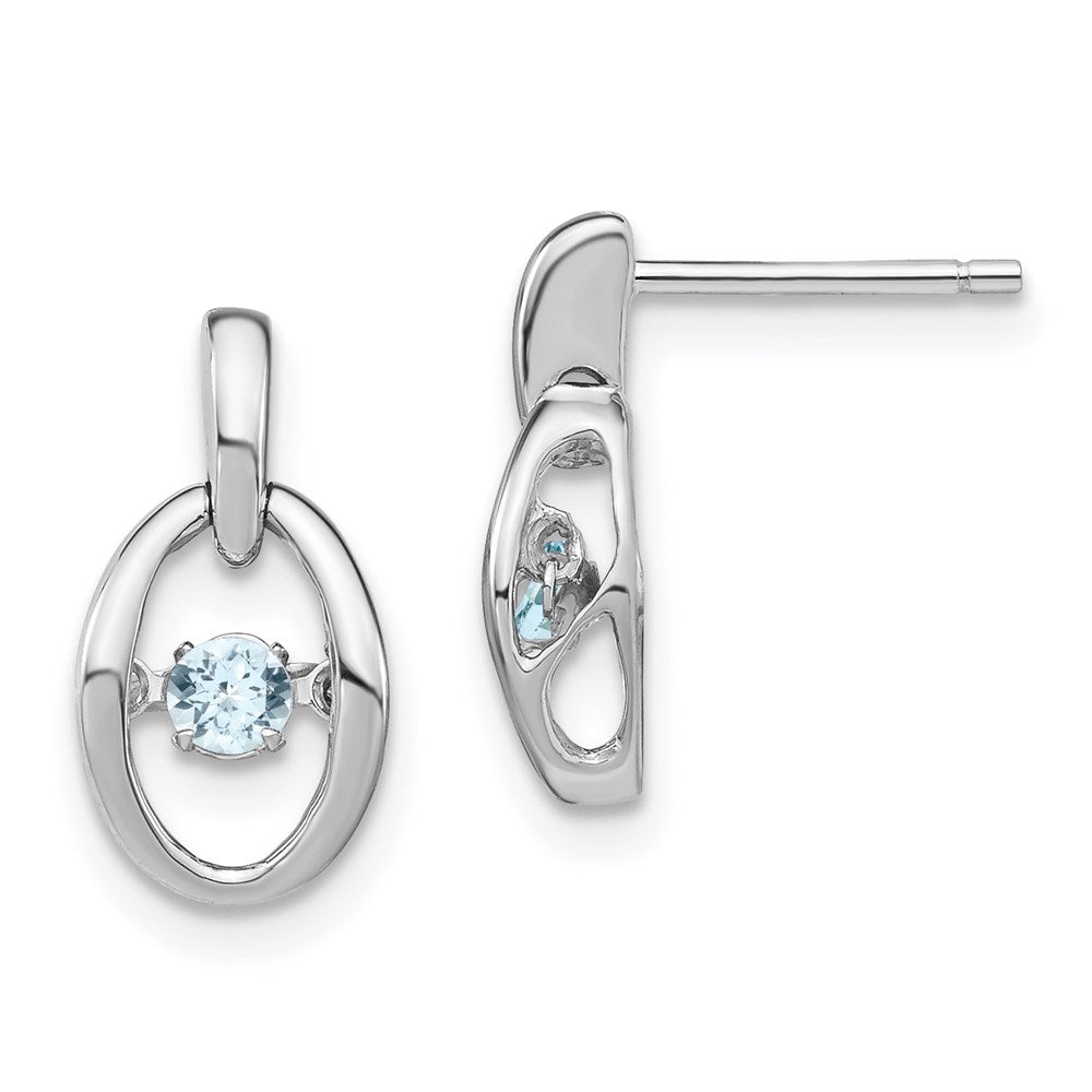 Sterlingsilber Rhodium Aquamarin Geburtsstein Lebhaft Ohrringe