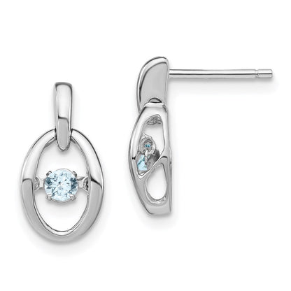 Sterlingsilber Rhodium Aquamarin Geburtsstein Lebhaft Ohrringe