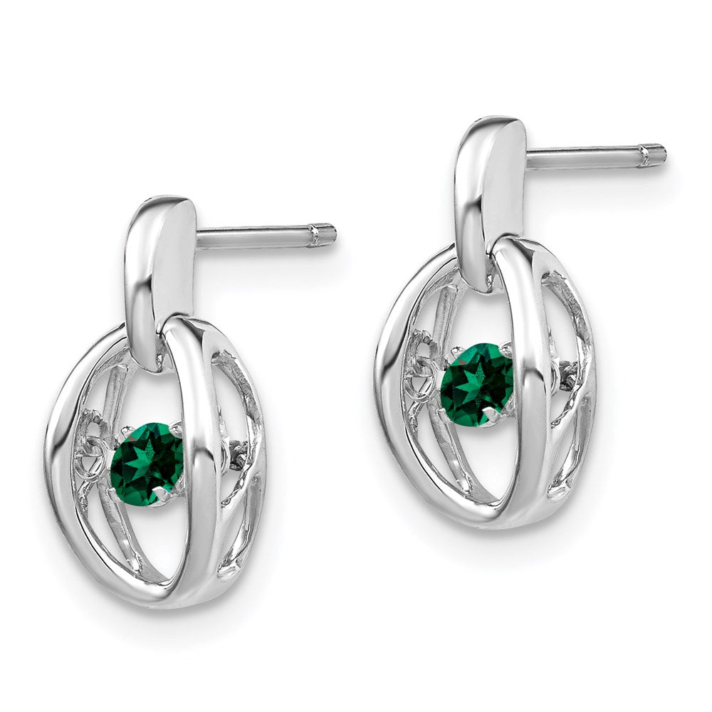 Sterlingsilber Rhodium Erzeugt Smaragd Geburtsstein Lebhaft Ohrringe