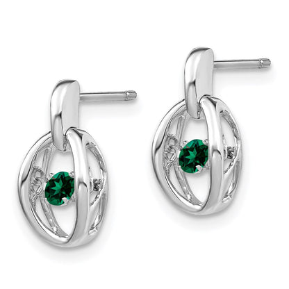 Sterlingsilber Rhodium Erzeugt Smaragd Geburtsstein Lebhaft Ohrringe