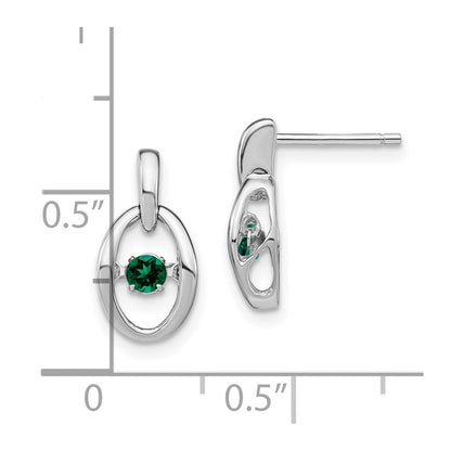 Sterlingsilber Rhodium Erzeugt Smaragd Geburtsstein Lebhaft Ohrringe