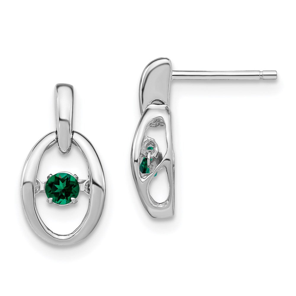 Sterlingsilber Rhodium Erzeugt Smaragd Geburtsstein Lebhaft Ohrringe