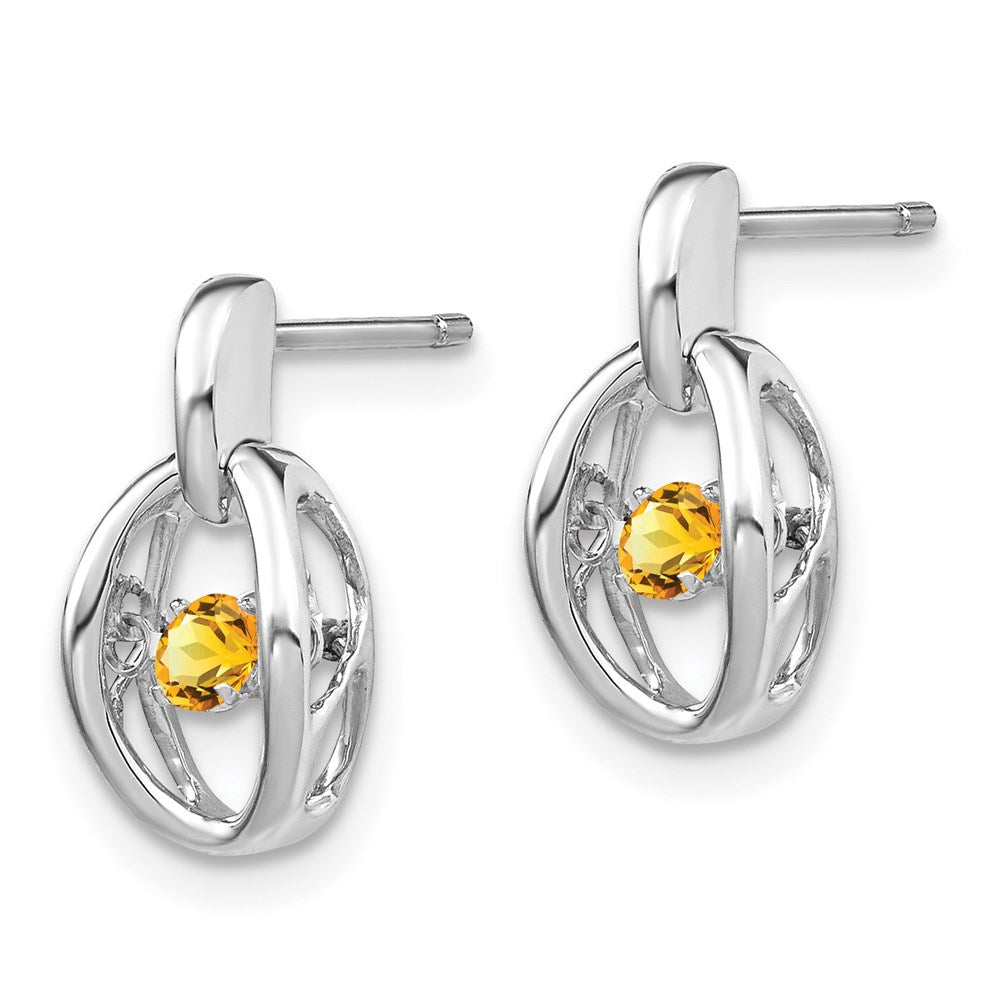 Sterlingsilber Rhodium Citrin Geburtsstein Lebhaft Ohrringe