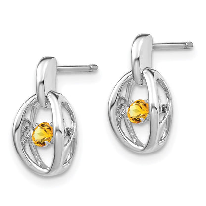 Sterlingsilber Rhodium Citrin Geburtsstein Lebhaft Ohrringe