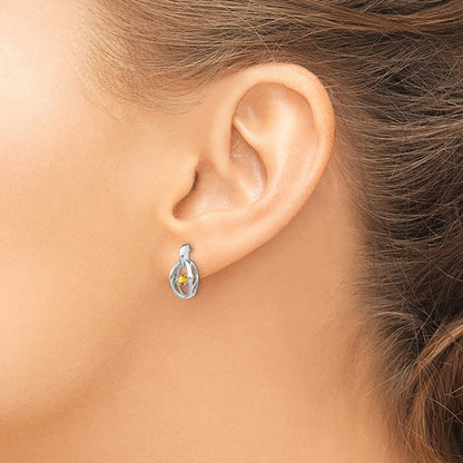 Sterlingsilber Rhodium Citrin Geburtsstein Lebhaft Ohrringe