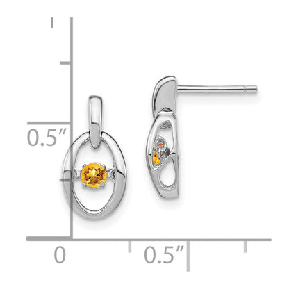 Sterlingsilber Rhodium Citrin Geburtsstein Lebhaft Ohrringe
