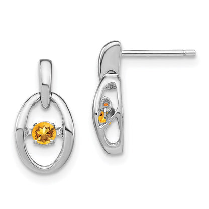 Sterlingsilber Rhodium Citrin Geburtsstein Lebhaft Ohrringe
