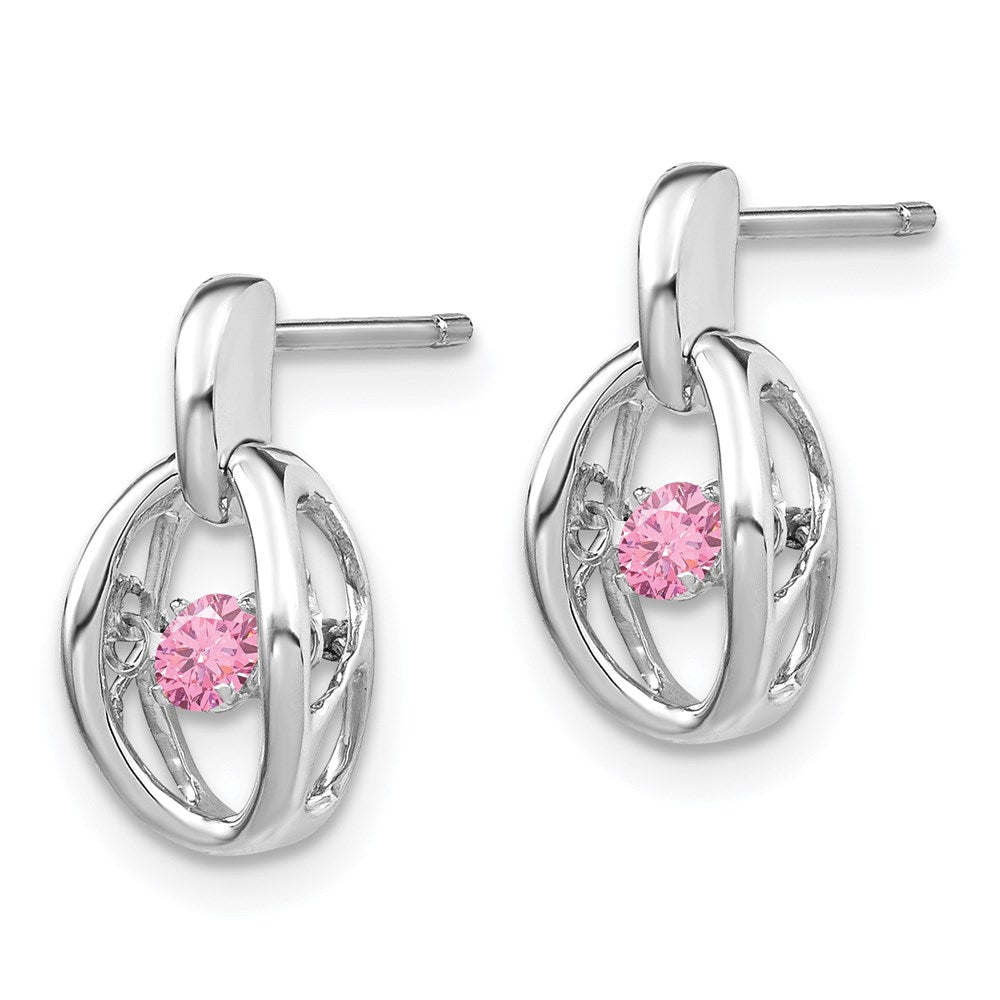 Sterlingsilber Rhodium Rosa Zirkonia Geburtsstein Lebhaft Ohrringe