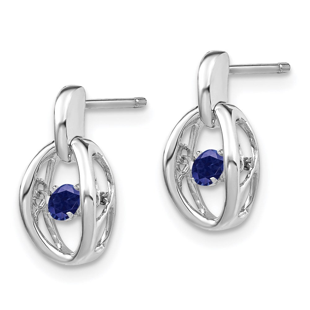 Sterlingsilber Rhodium Erzeugt Blau Saphir Geburtsstein Lebhaft Ohrringe