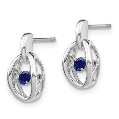 Sterlingsilber Rhodium Erzeugt Blau Saphir Geburtsstein Lebhaft Ohrringe