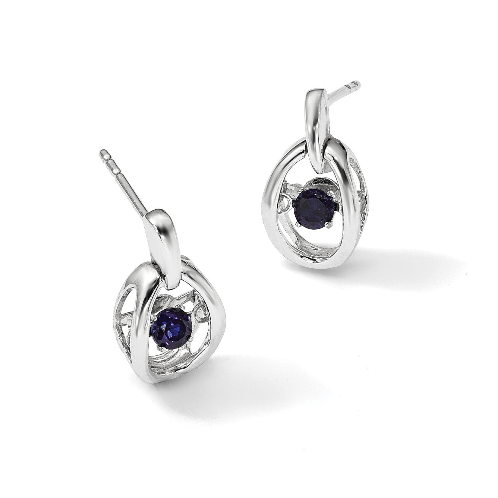 Sterlingsilber Rhodium Erzeugt Blau Saphir Geburtsstein Lebhaft Ohrringe