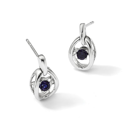 Sterlingsilber Rhodium Erzeugt Blau Saphir Geburtsstein Lebhaft Ohrringe