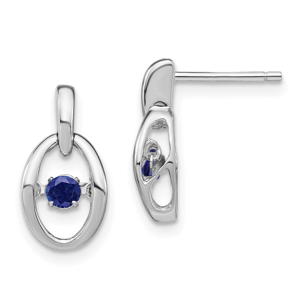 Sterlingsilber Rhodium Erzeugt Blau Saphir Geburtsstein Lebhaft Ohrringe