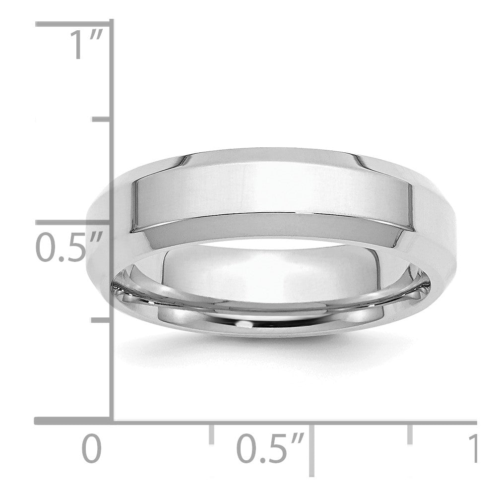 Sterlingsilber Rhodiniert 6mm Bevel Kante Größe 6 Ring