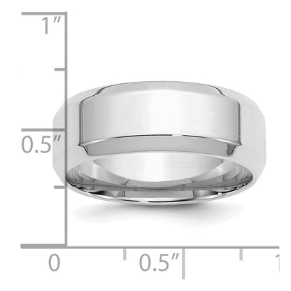 Sterlingsilber Rhodiniert 8mm Bevel Kante Ring