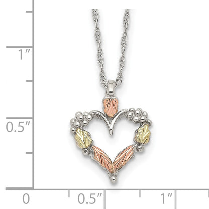 Sterlingsilber Landstrom Mt. Rushmore Schwarz Hills 12K Gold Akzente Offen Herz 18 Zoll Federring Verschluss Halskette