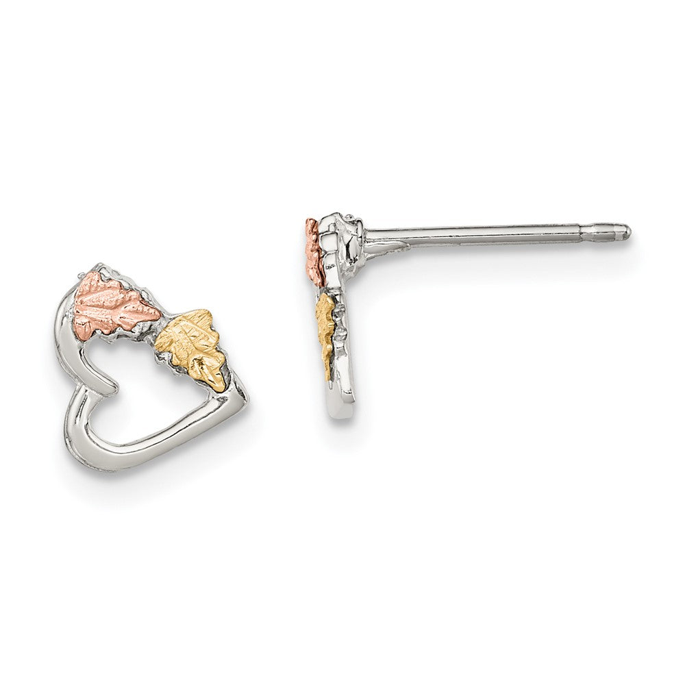Sterlingsilber Landstrom Mt. Rushmore Schwarz Hills 12K Gold Akzente Herz Stecker Ohrstecker