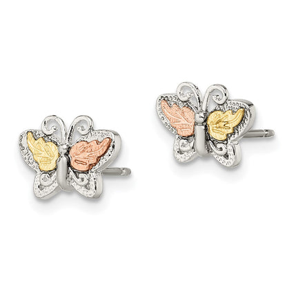 Sterlingsilber Landstrom Mt. Rushmore Schwarz Hills 12K Gold Akzente Schmetterling Stecker Ohrstecker