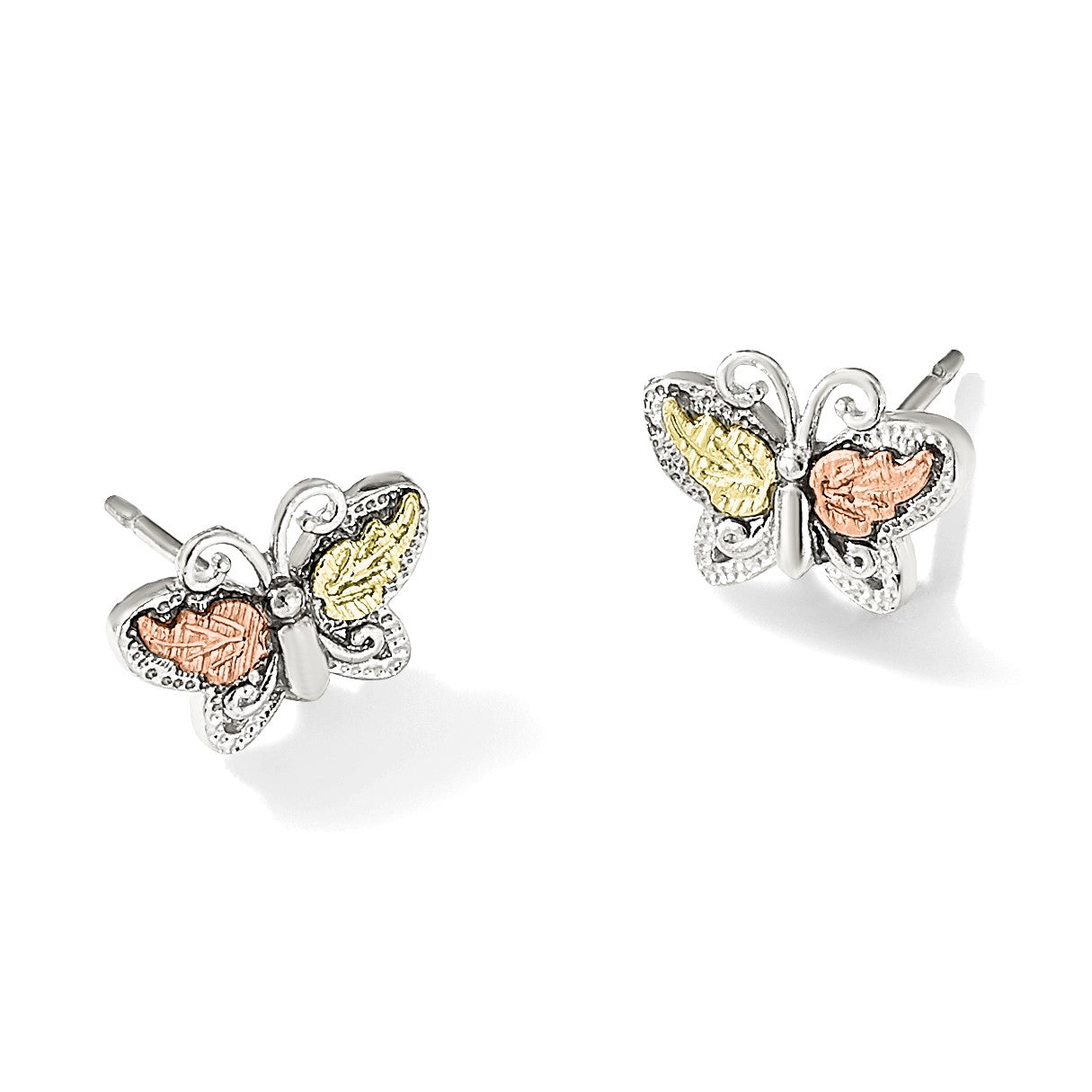 Sterlingsilber Landstrom Mt. Rushmore Schwarz Hills 12K Gold Akzente Schmetterling Stecker Ohrstecker