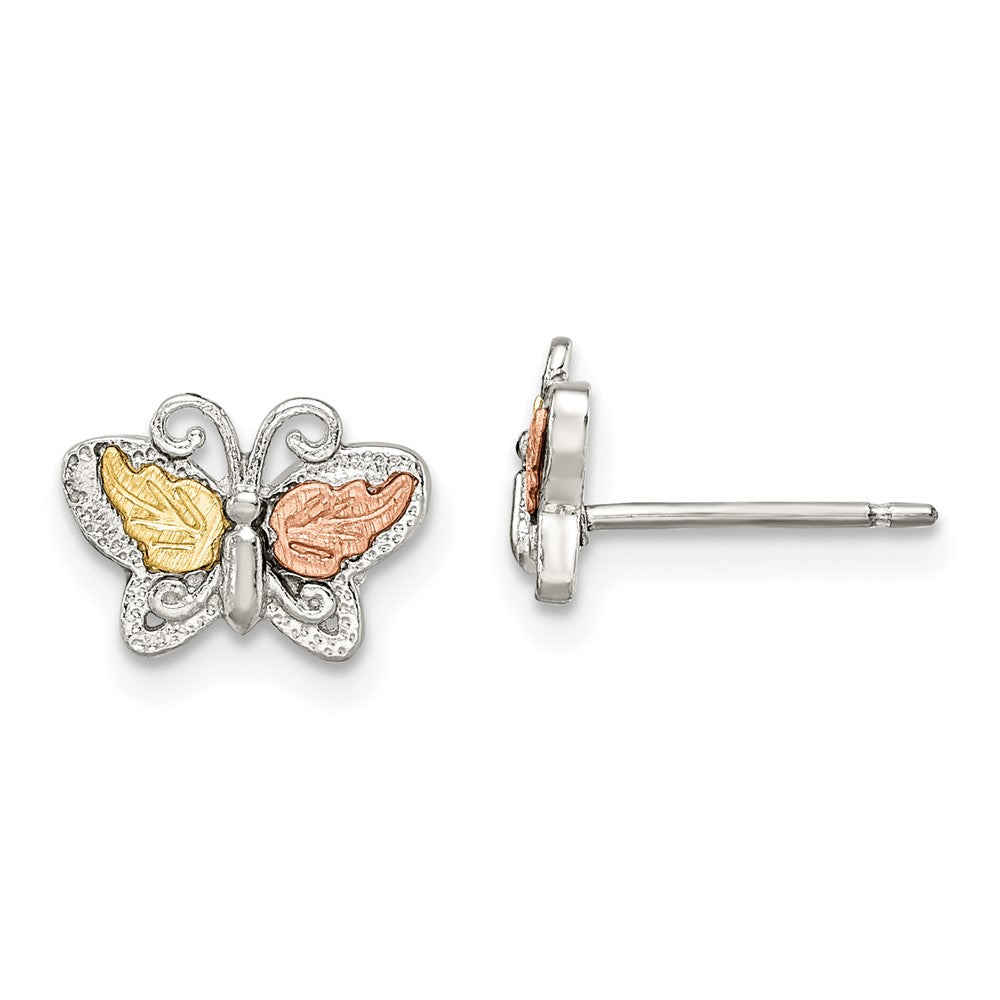 Sterlingsilber Landstrom Mt. Rushmore Schwarz Hills 12K Gold Akzente Schmetterling Stecker Ohrstecker