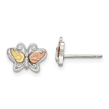 Sterlingsilber Landstrom Mt. Rushmore Schwarz Hills 12K Gold Akzente Schmetterling Stecker Ohrstecker