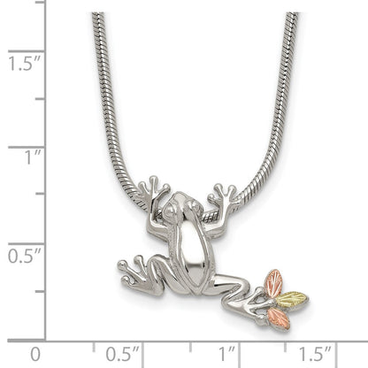 Sterlingsilber Landstrom Mt. Rushmore Schwarz Hills 12K Gold Akzente Frosch Anhänger 20 Zoll Karabinerverschluss Halskette