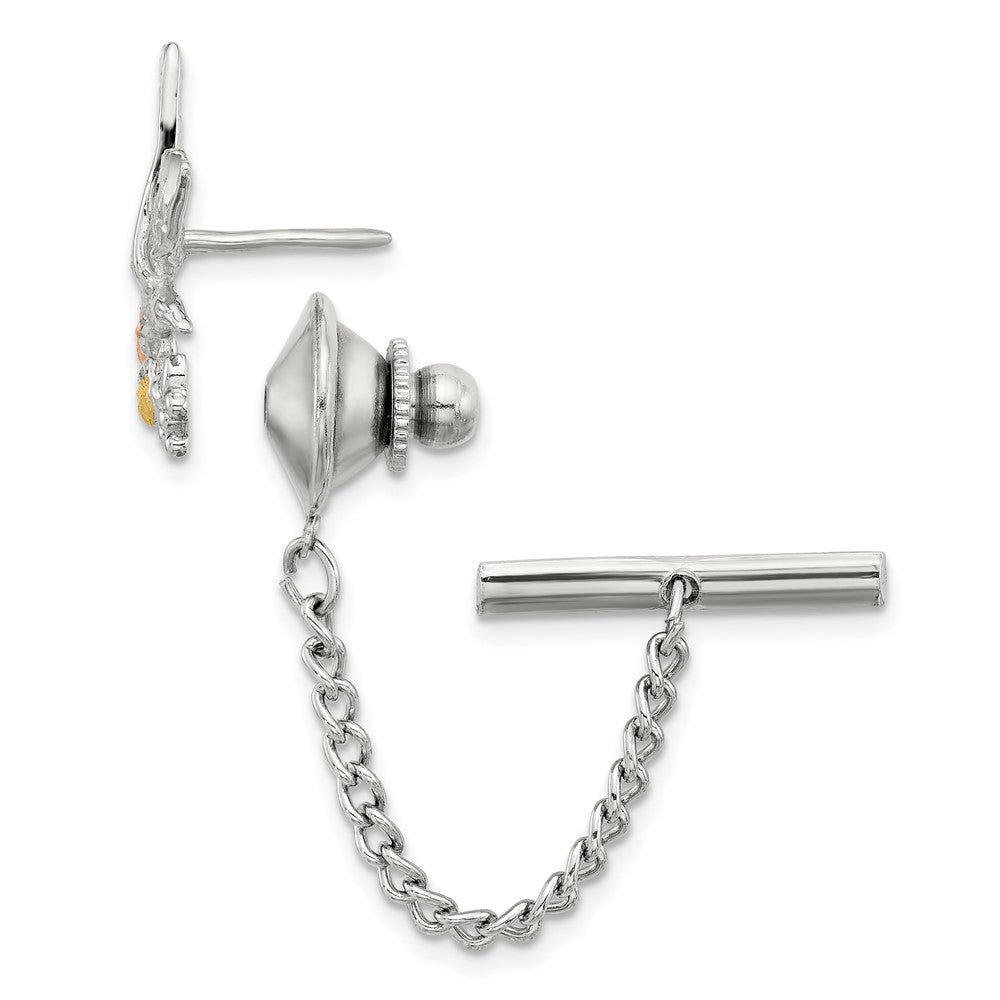 Sterlingsilber Landstrom Mt. Rushmore Schwarz Hills 12K Gold Akzente Adler Brosche Krawatten Tac