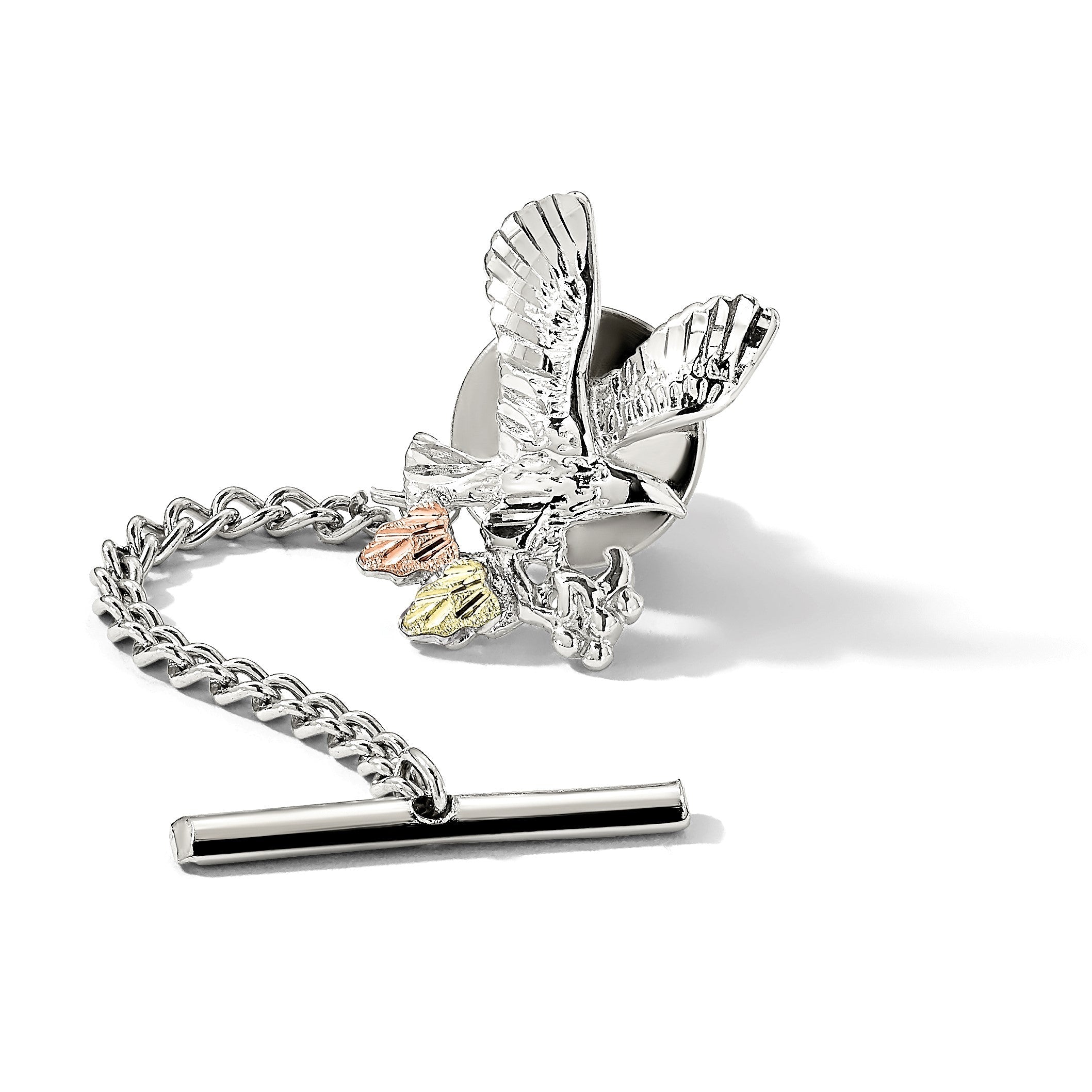 Sterlingsilber Landstrom Mt. Rushmore Schwarz Hills 12K Gold Akzente Adler Brosche Krawatten Tac