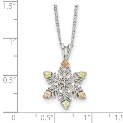Sterlingsilber Landstrom Mt. Rushmore Schwarz Hills 12K Gold Akzente Schneeflocke 18 Zoll Federring Verschluss Halskette
