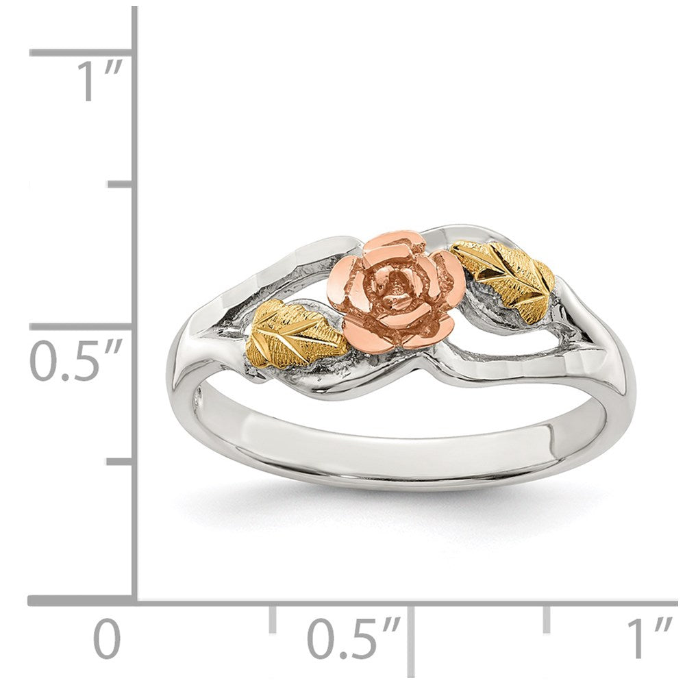 Sterlingsilber Landstrom Mt. Rushmore Schwarz Hills 12K Gold Akzente Rose Ring