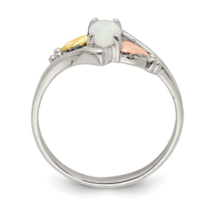 Sterlingsilber Landstrom Mt. Rushmore Schwarz Hills 12K Gold Akzente Im Labor Erzeugt Opal Ring
