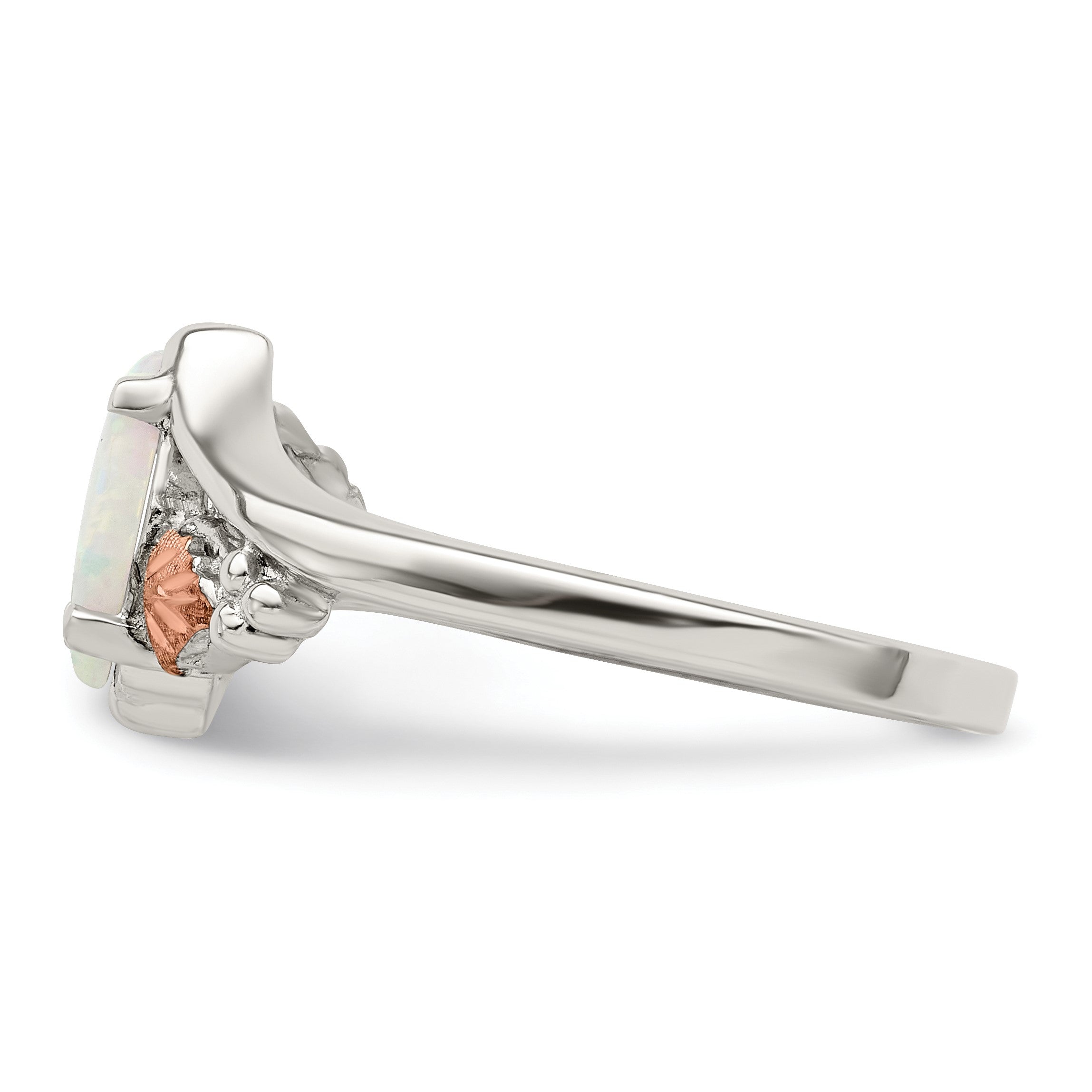 Sterlingsilber Landstrom Mt. Rushmore Schwarz Hills 12K Gold Akzente Im Labor Erzeugt Opal Ring