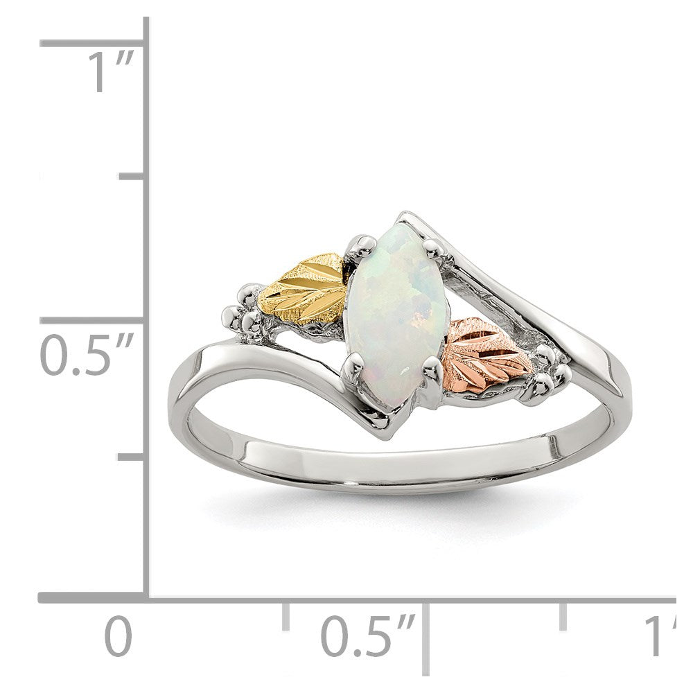 Sterlingsilber Landstrom Mt. Rushmore Schwarz Hills 12K Gold Akzente Im Labor Erzeugt Opal Ring