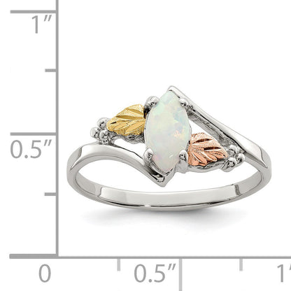 Sterlingsilber Landstrom Mt. Rushmore Schwarz Hills 12K Gold Akzente Im Labor Erzeugt Opal Ring