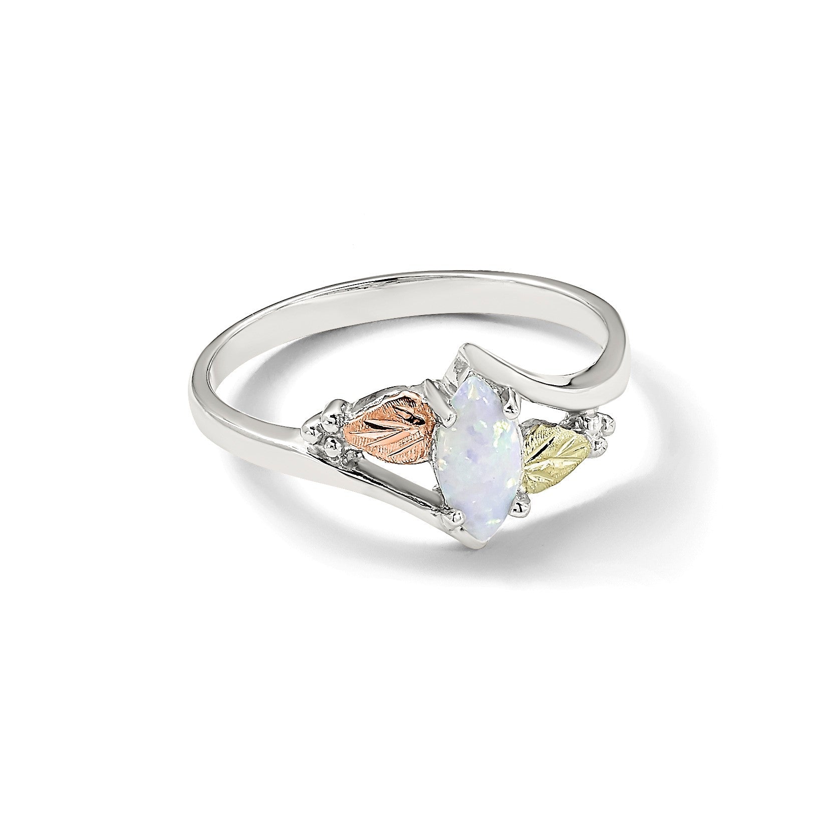 Sterlingsilber Landstrom Mt. Rushmore Schwarz Hills 12K Gold Akzente Im Labor Erzeugt Opal Ring