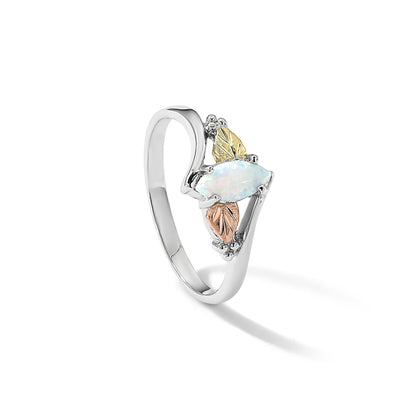 Sterlingsilber Landstrom Mt. Rushmore Schwarz Hills 12K Gold Akzente Im Labor Erzeugt Opal Ring