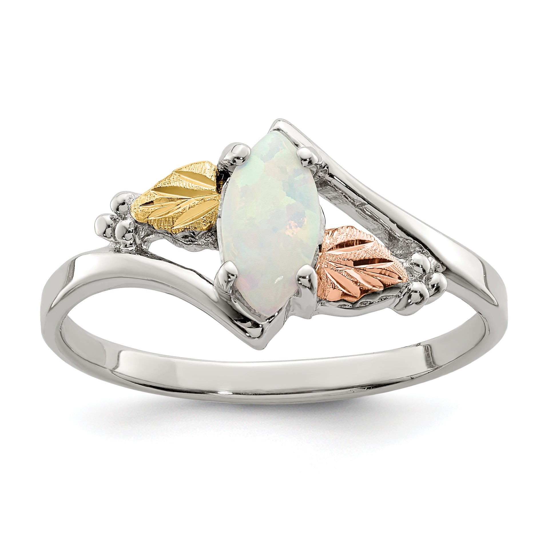 Sterlingsilber Landstrom Mt. Rushmore Schwarz Hills 12K Gold Akzente Im Labor Erzeugt Opal Ring