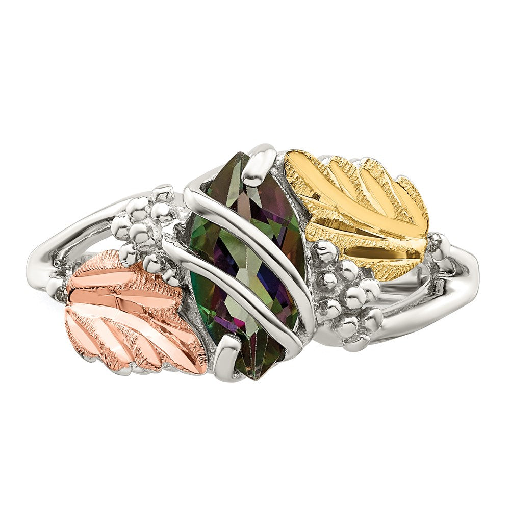 Sterlingsilber Landstrom Mt. Rushmore Schwarz Hills 12K Gold Akzente Mystic Feuer Topas Ring