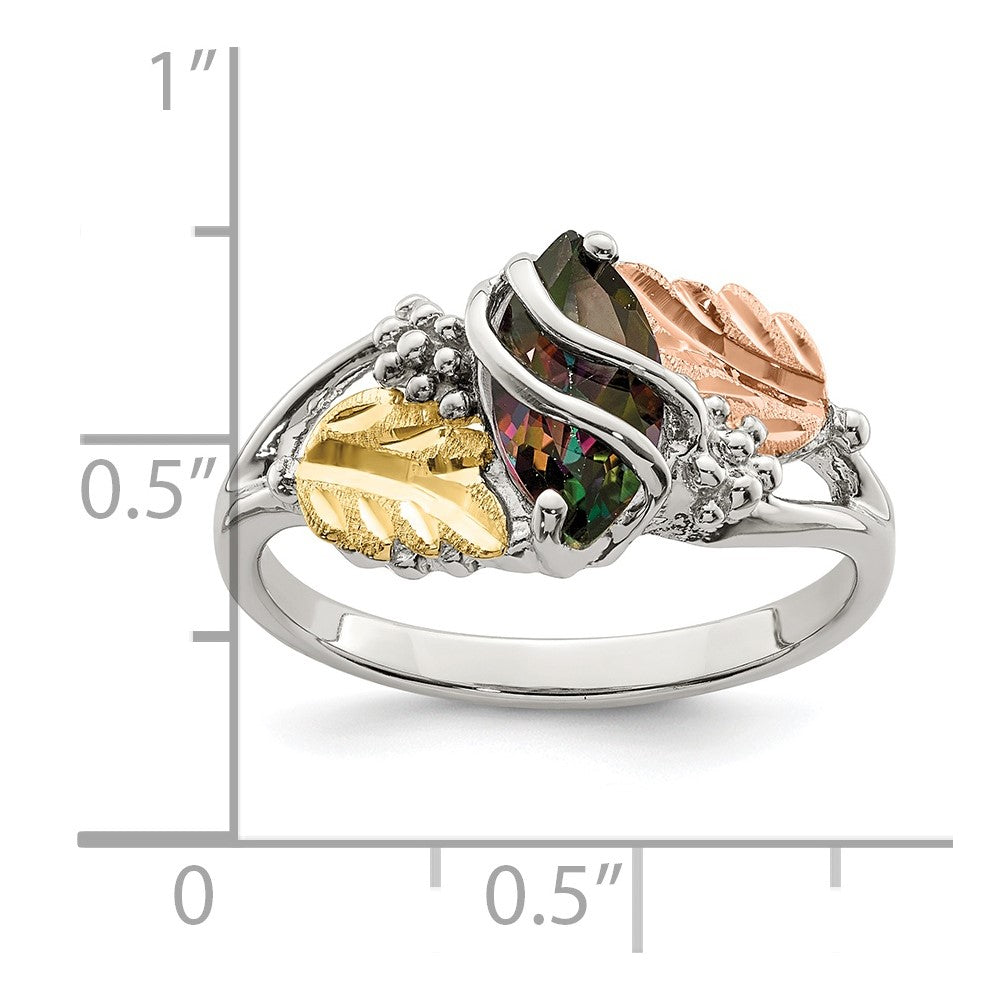 Sterlingsilber Landstrom Mt. Rushmore Schwarz Hills 12K Gold Akzente Mystic Feuer Topas Ring