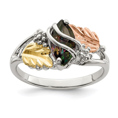 Sterlingsilber Landstrom Mt. Rushmore Schwarz Hills 12K Gold Akzente Mystic Feuer Topas Ring
