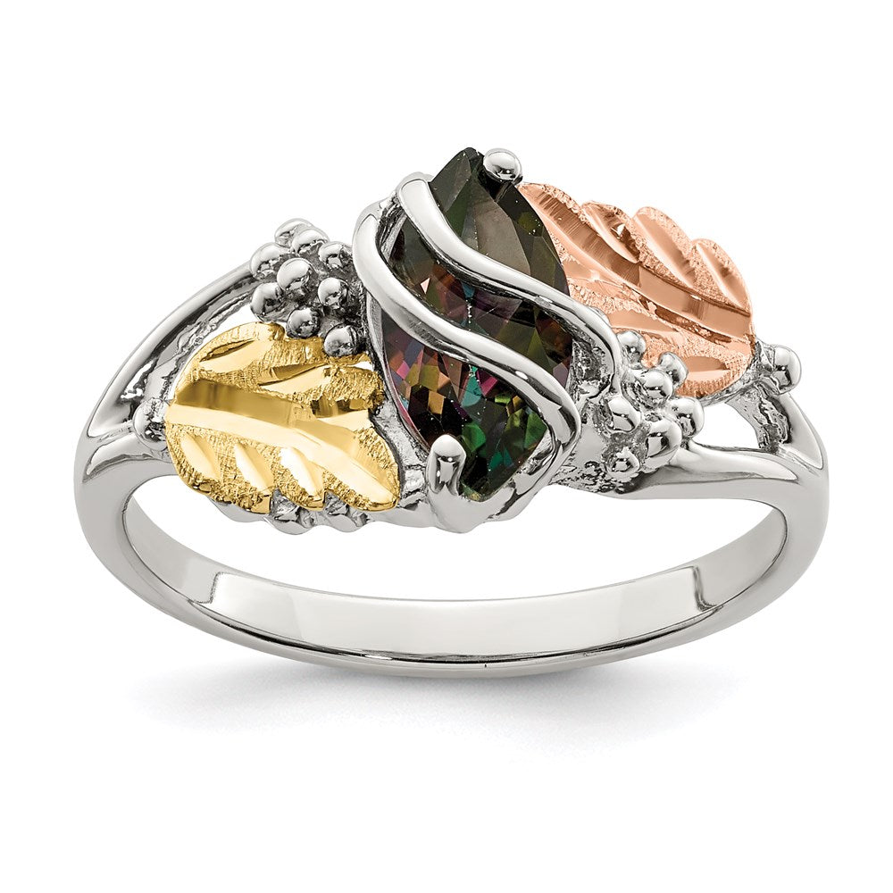 Sterlingsilber Landstrom Mt. Rushmore Schwarz Hills 12K Gold Akzente Mystic Feuer Topas Ring