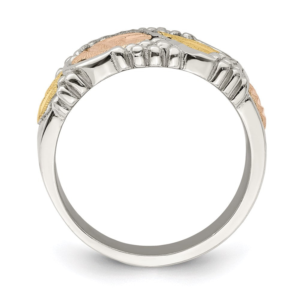 Sterlingsilber Landstrom Mt. Rushmore Schwarz Hills 12K Gold Akzente Leaves Ring