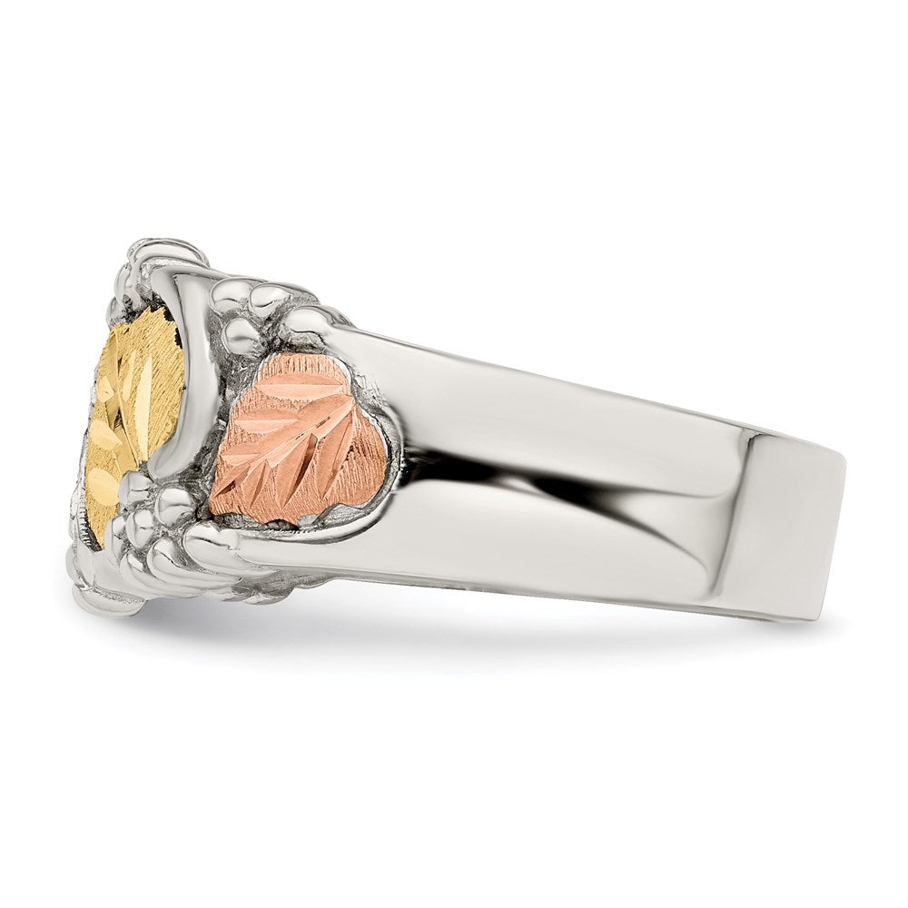 Sterlingsilber Landstrom Mt. Rushmore Schwarz Hills 12K Gold Akzente Leaves Ring
