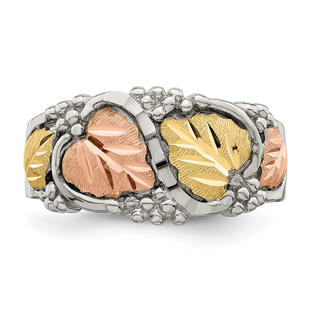 Sterlingsilber Landstrom Mt. Rushmore Schwarz Hills 12K Gold Akzente Leaves Ring