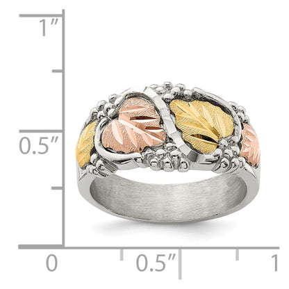 Sterlingsilber Landstrom Mt. Rushmore Schwarz Hills 12K Gold Akzente Leaves Ring