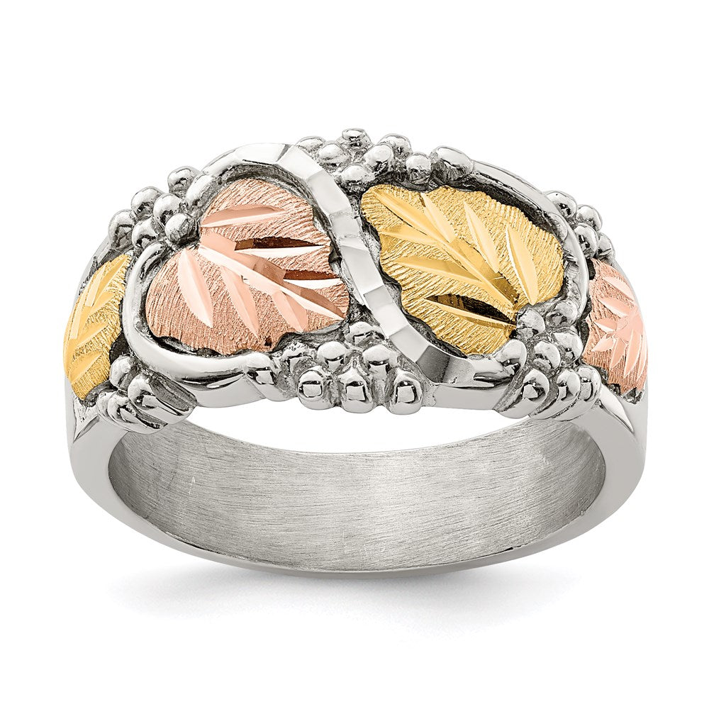 Sterlingsilber Landstrom Mt. Rushmore Schwarz Hills 12K Gold Akzente Leaves Ring